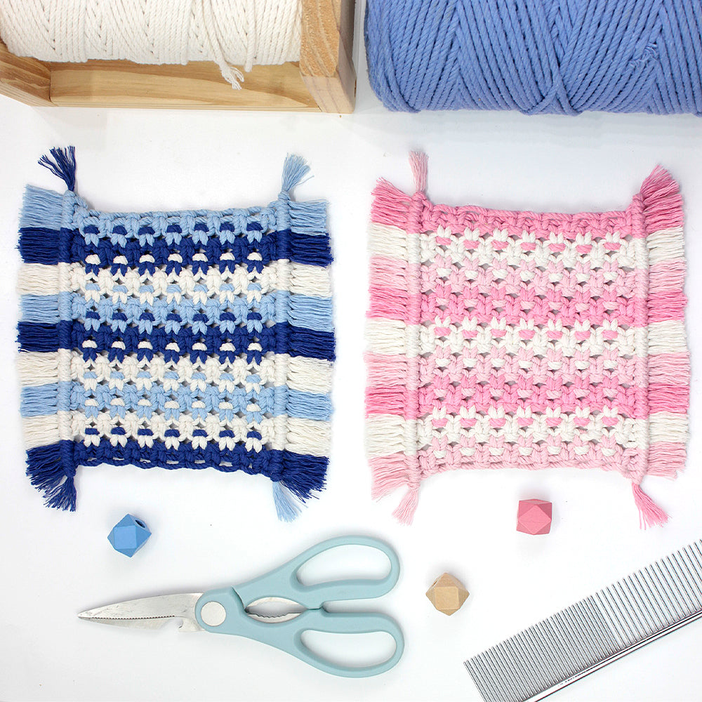 Square Coaster Weaving Kit Macrame Kit | Heat-Resistant Table Protection| Fits Most Cups | Home Style Matching | Beginner-Friendly
