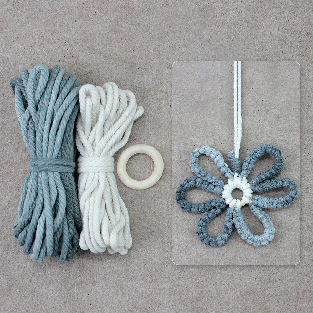 Six-Petal Flower Macrame DIY Kit - Polyester-Cotton Weaving Supplies with English Tutorial | Handmade Craft Set