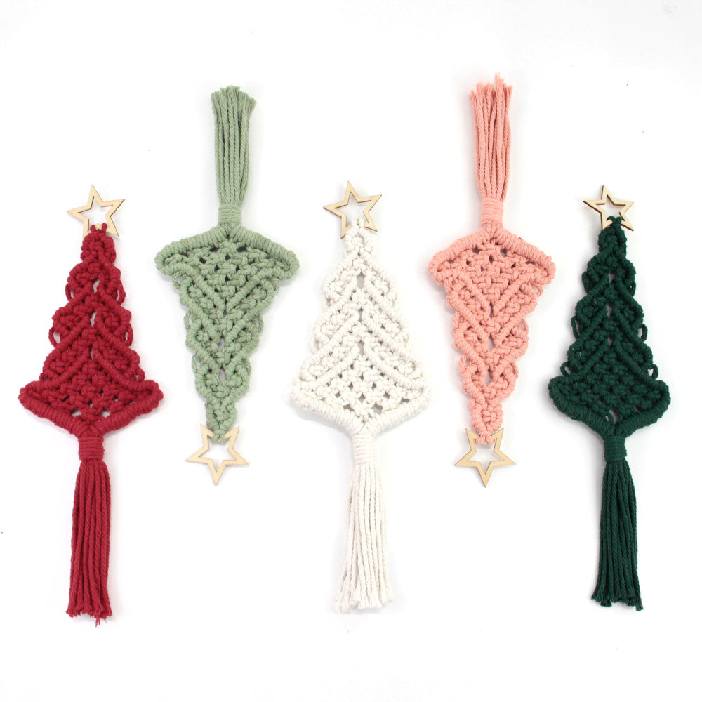 Christmas Tree Weaving Kit Macrame Kit | Tassel Trunk | Car/Home Pendant | Holiday DIY Gift | Beginner-Suitable