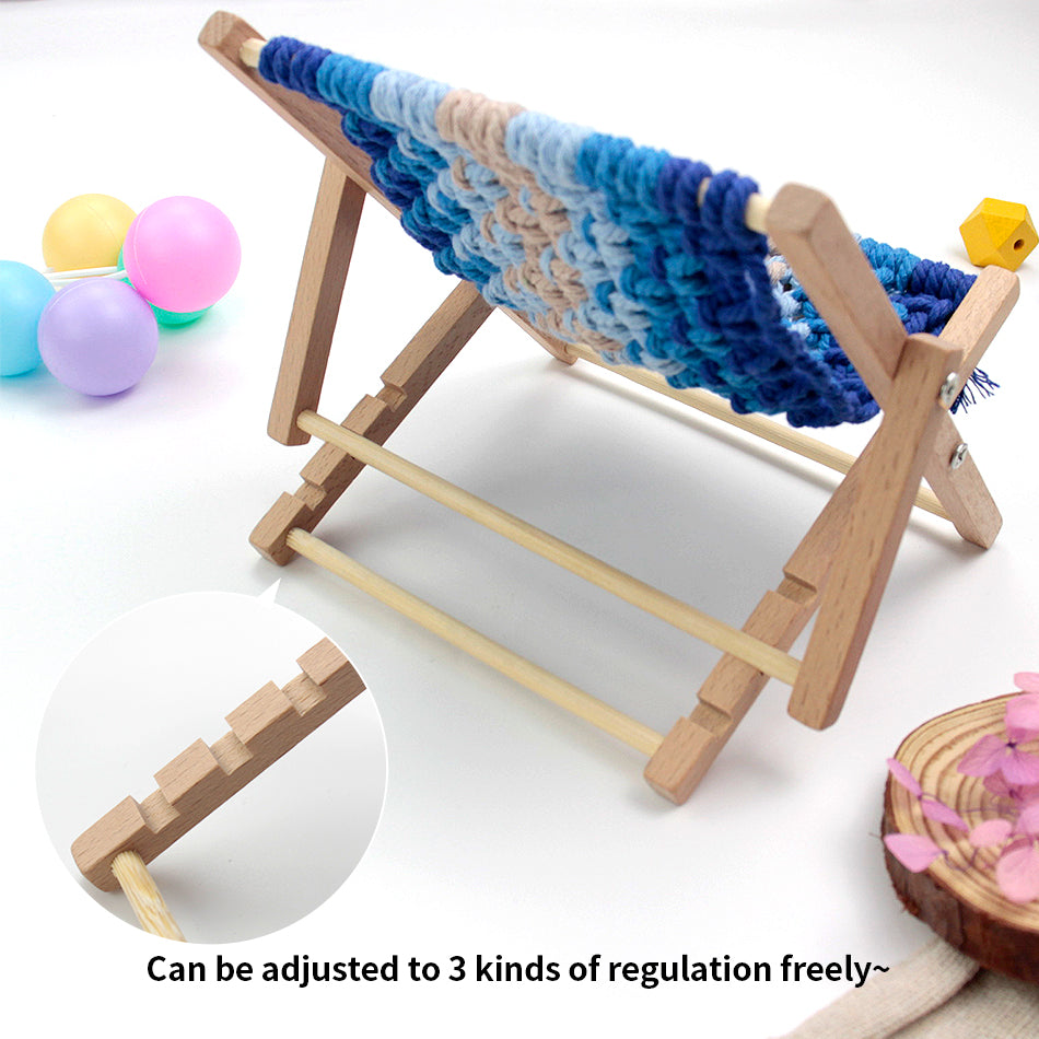 Macrame Kit Beach Chair Phone Stand Weaving Kit | 7/4-Color Option | Stable Unique Shape | Small Decor | Beginner-Friendly| Phone Lounger