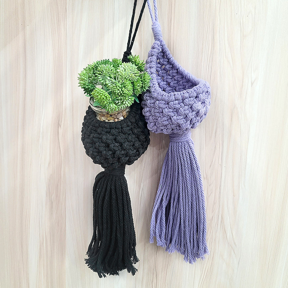 Mini Eggshell-Shaped Macrame Kit for Beginners - DIY Woven Hanging Basket, Home Decor Plant Hammock, Storage Basket,Mini Hanging Storage Basket, Home Plant Corner Decor