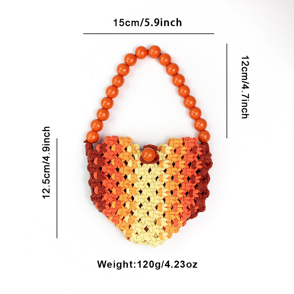 Macrame Kit Heart-Shaped Beaded Tote Weaving Kit | Dopamine Colors | Commute/Outing Use | Beginner-Friendly | DIY Gift