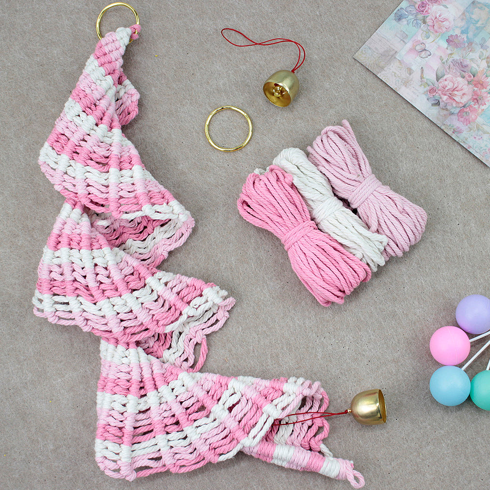 Macrame Kit Spiral Wind Chime Weaving Kit | Gradient Color | Wave Shape | Gold Bell | Beginner Weaving