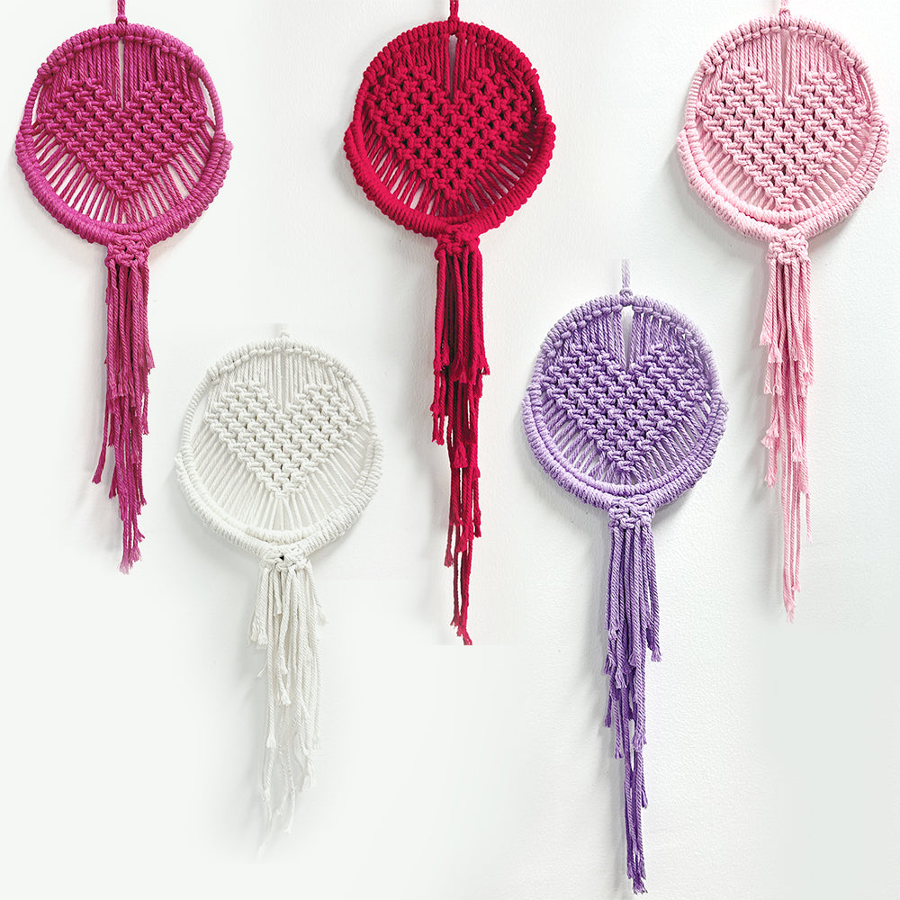 Macrame Kit for Beginners, Handwoven Heart Dry Flower Hanger, Aesthetic Wall Tapestry Ornament, DIY Weaving Supplies for Wedding Background, Home & Homestay Soft Decoration