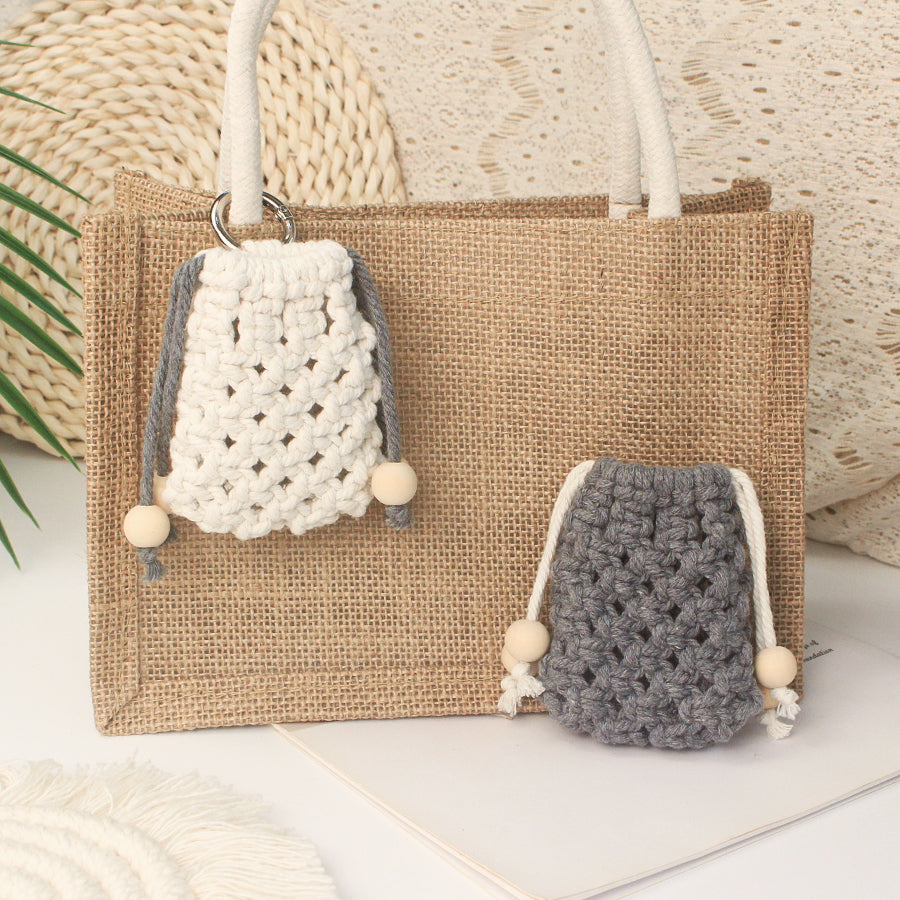Macrame Kit Drawstring Earphone Bag Weaving Kit | Bohemian Style | Hangable on Big Bags | Beginner-Friendly