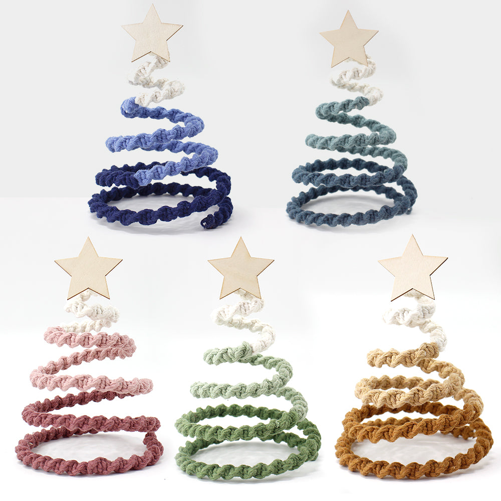 Gradient Half-Knot Christmas Tree Weaving Kit Macrame Kit | Polyester Rope | Holiday DIY Gift | Home Decor | Beginner-Suitable | Tabletop Decor