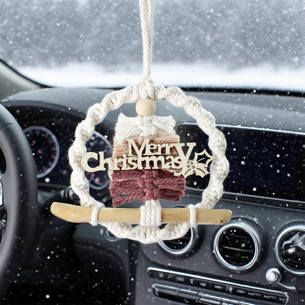 Gradient Christmas tree wreath weaving pendant material kit, macrame kit, Christmas decoration for cars, DIY accessories for bags, home holiday decorations for beginners