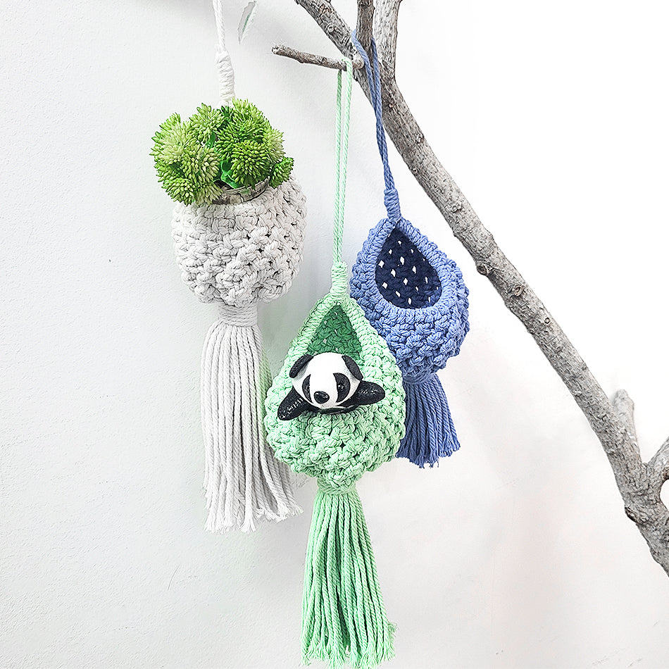 Mini Eggshell-Shaped Macrame Kit for Beginners - DIY Woven Hanging Basket, Home Decor Plant Hammock, Storage Basket,Mini Hanging Storage Basket, Home Plant Corner Decor