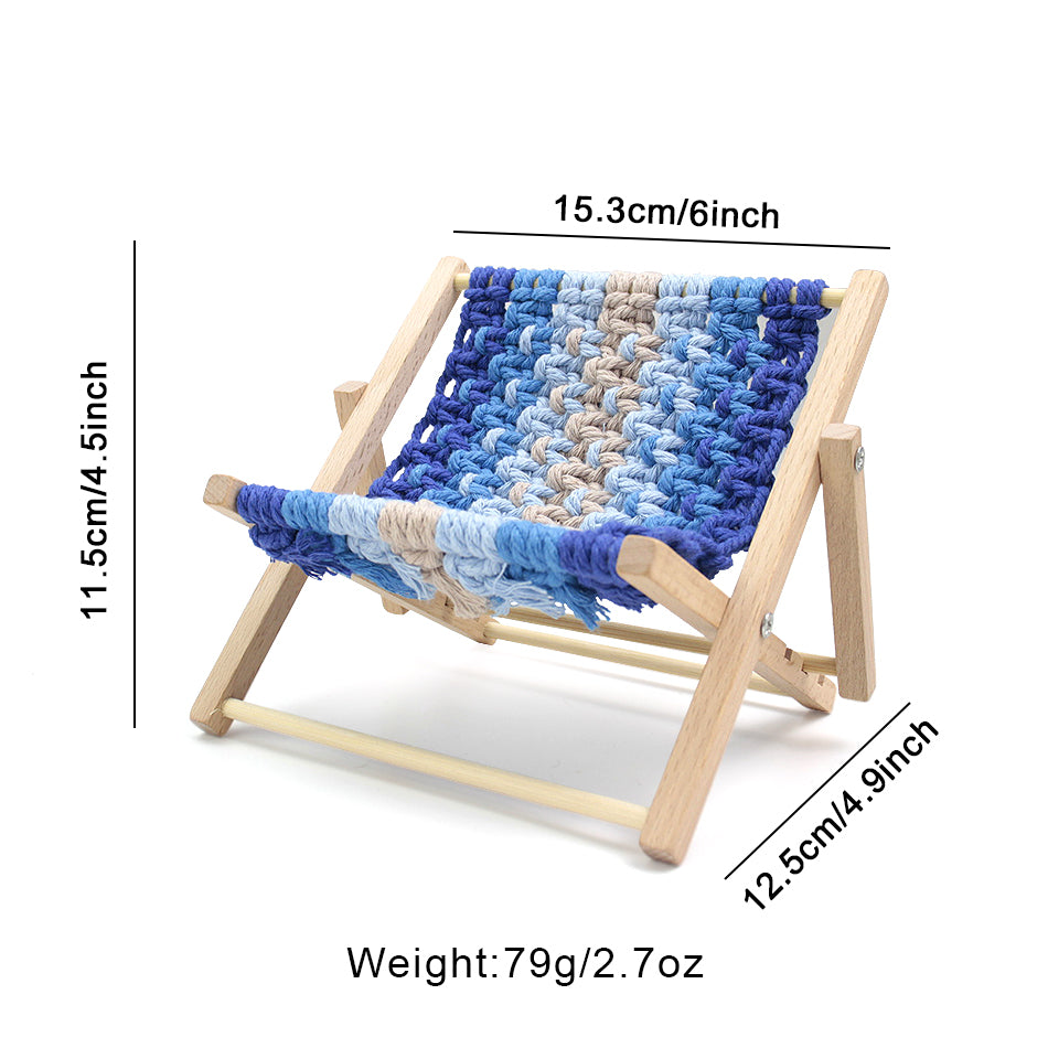 Macrame Kit Beach Chair Phone Stand Weaving Kit | 7/4-Color Option | Stable Unique Shape | Small Decor | Beginner-Friendly| Phone Lounger