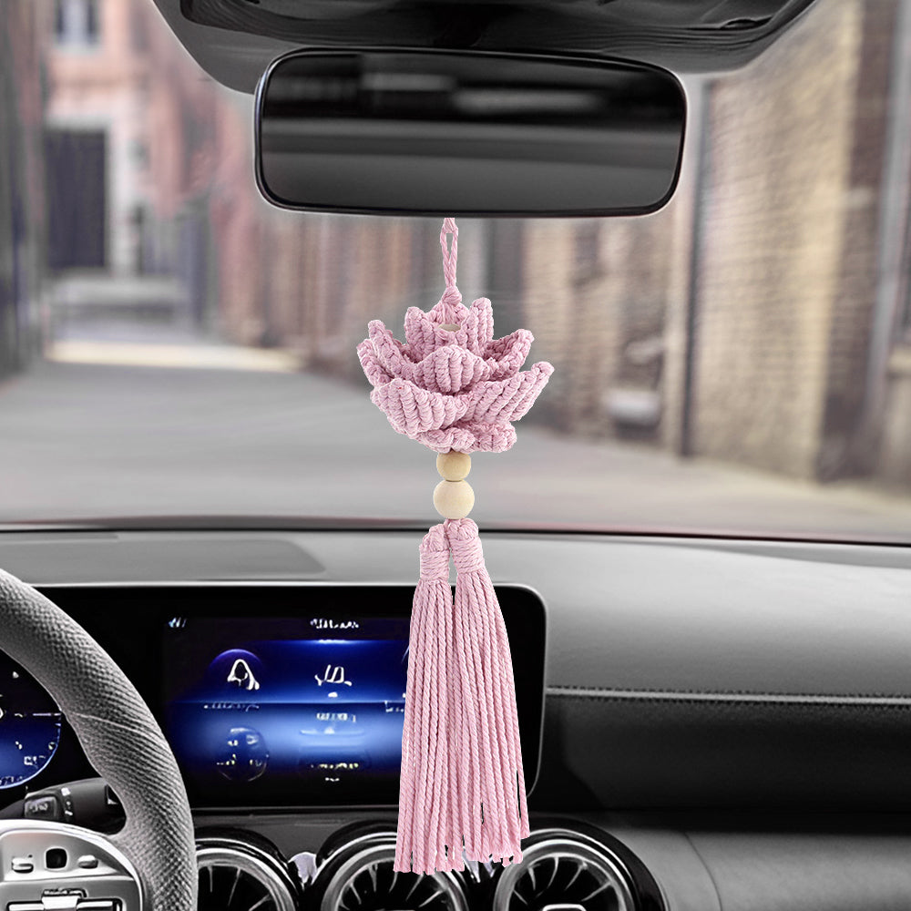 Macrame Kit Lotus Pendant Weaving Kit | 3D Petals | Car Ornament/Home Decor | Beginner Weaving| Handmade Gift