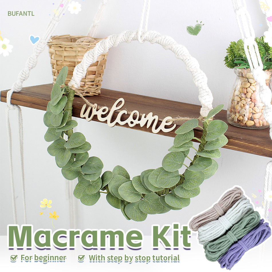 Macrame Kit Leaf Wreath Weaving Kit | 4-Color Option | Natural Wreath | Wall Decor | Beginner Weaving | Handmade Gift