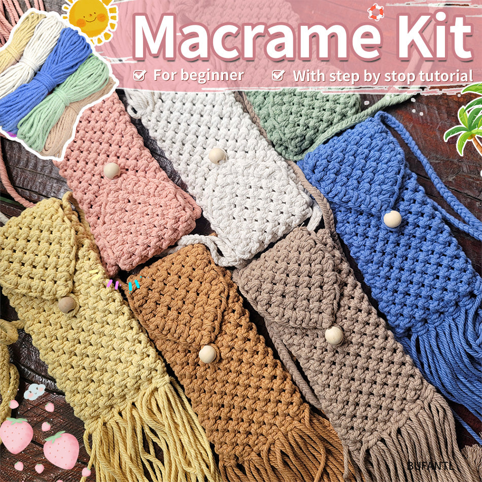 Tassel Phone Bag Weaving Kit Macrame Kit | Strong Enclosure | Slim Woven Strap | DIY Gift| Beginner-Friendly