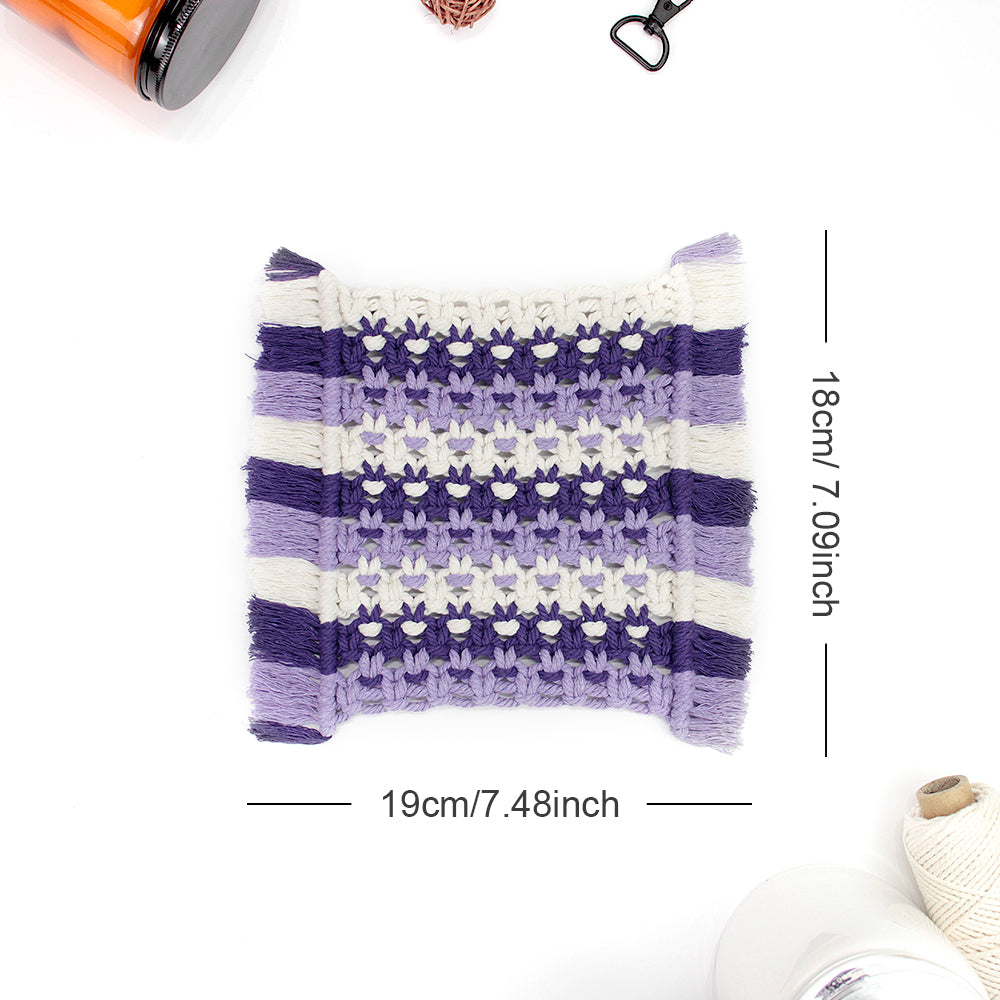 Square Coaster Weaving Kit Macrame Kit | Heat-Resistant Table Protection| Fits Most Cups | Home Style Matching | Beginner-Friendly