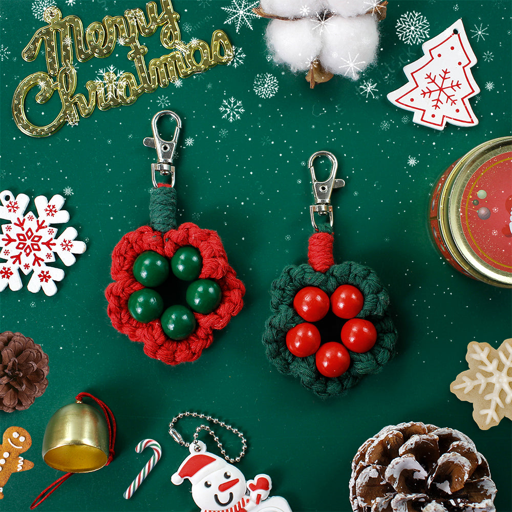 Macrame Kit Christmas Series 8-Piece Weaving Kit | Christmas Ornament/Star Pendant | Phone Wristband/Mini Pouch | Beginner Weaving | Handmade Gift