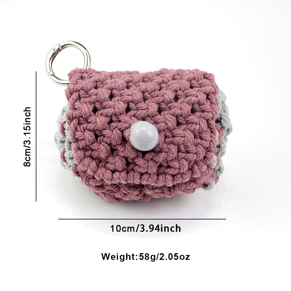 Square Earphone Bag Weaving Kit Macrame Kit | Bead Buckle Anti-Drop | Multi-Storage Use | DIY Gift | Beginner-Friendly