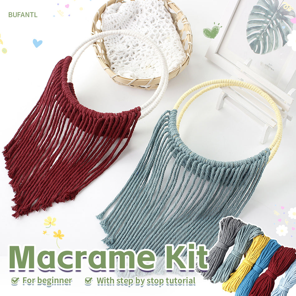 Macrame Kit Round Storage Basket Weaving Kit | Bohemian Style | Wall-Mounted Storage | Shelf | Beginner Weaving
