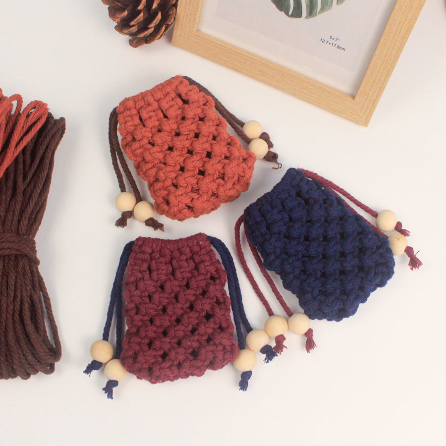 Macrame Kit Drawstring Earphone Bag Weaving Kit | Bohemian Style | Hangable on Big Bags | Beginner-Friendly