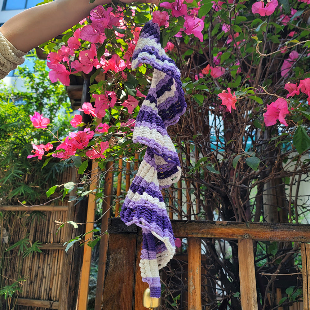 Macrame Kit Spiral Wind Chime Weaving Kit | Gradient Color | Wave Shape | Gold Bell | Beginner Weaving