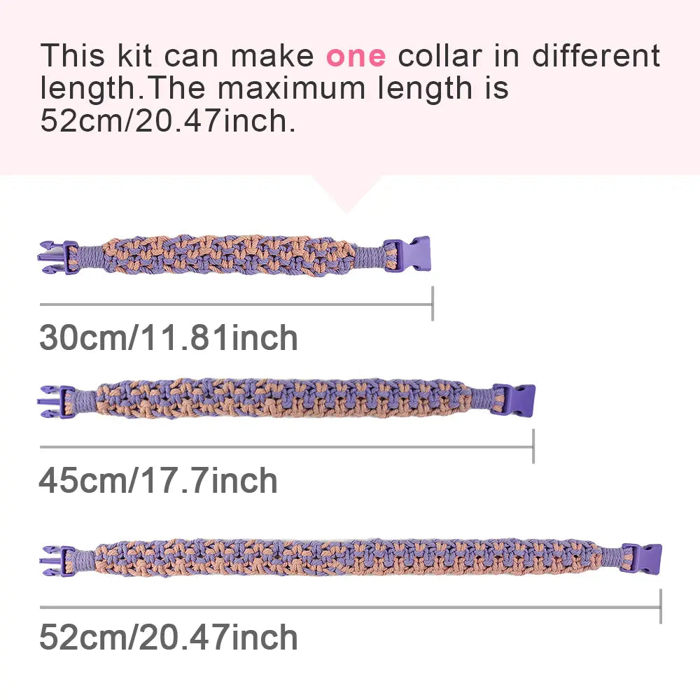 Macrame Kit for Beginners, Boho Square Pet Collar DIY Kit, Cat Dog Handmade Gift