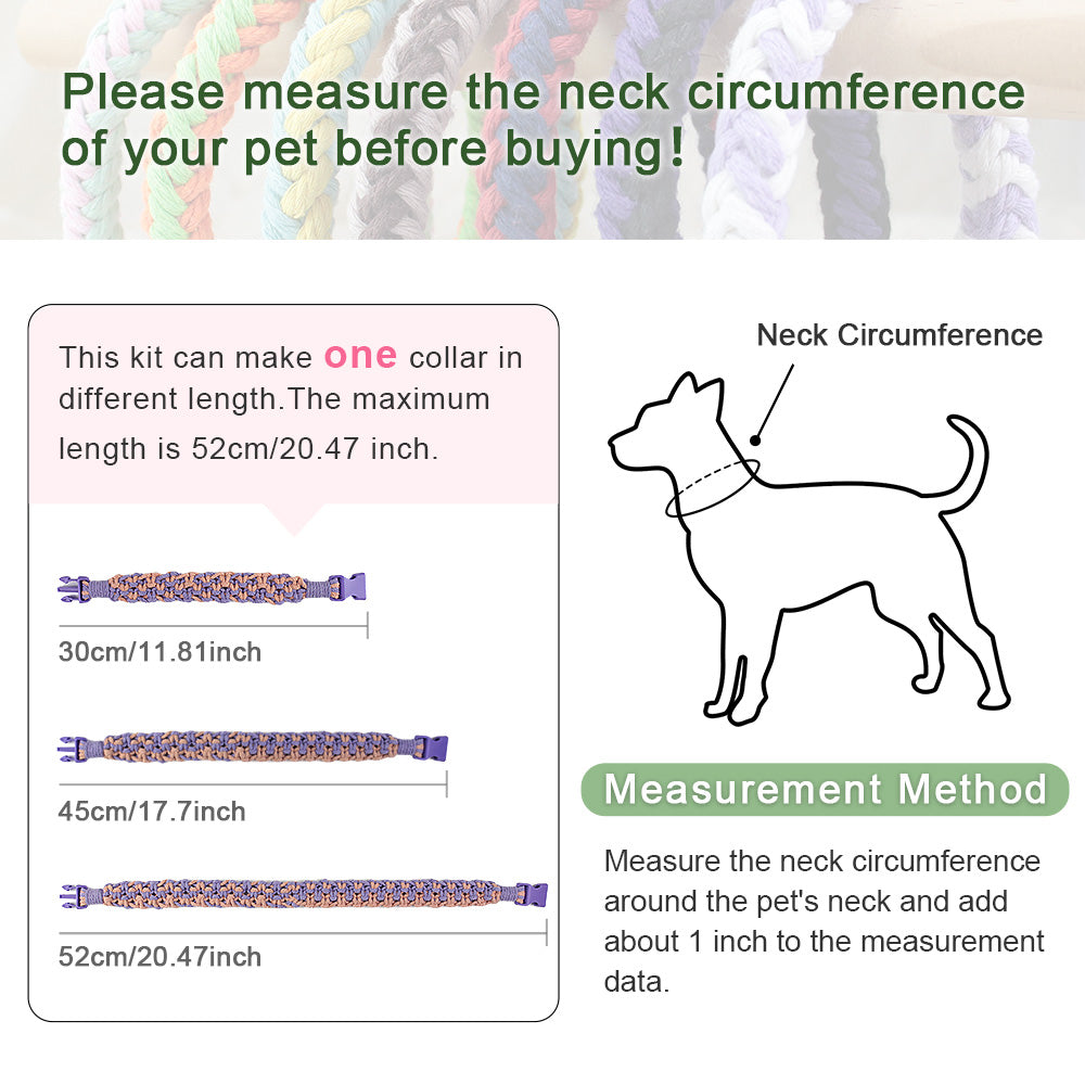 Square Pet Collar Weaving Kit Macrame Kit | Wide Style (Elegant & Cute) | Holiday DIY Handmade Gift | Beginner-Suitable