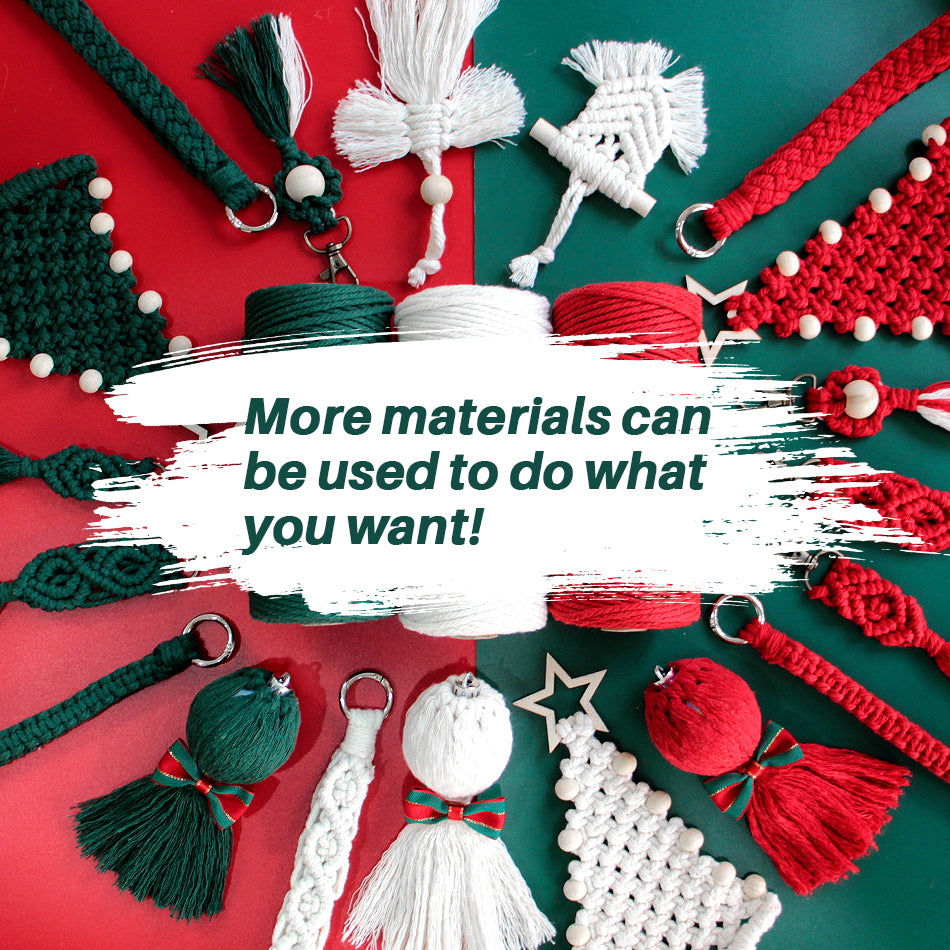 Macrame Kit Christmas Series Weaving Kit | 10 Tutorials | Keychain/Wristband/Christmas Ring | Beginner Weaving