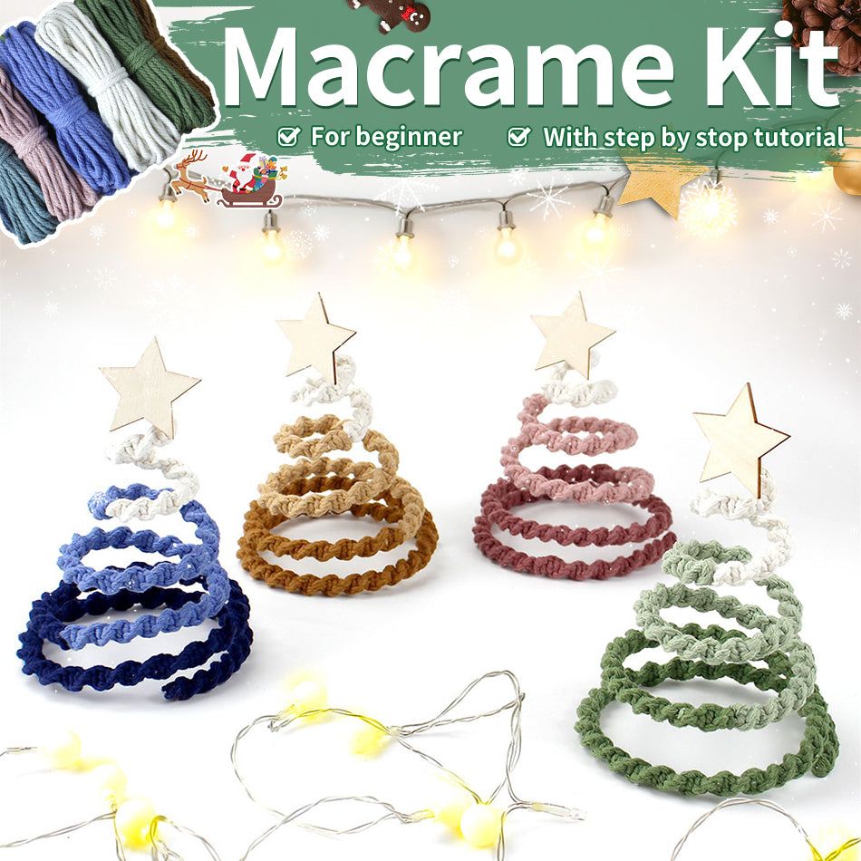 Gradient Half-Knot Christmas Tree Weaving Kit Macrame Kit | Polyester Rope | Holiday DIY Gift | Home Decor | Beginner-Suitable | Tabletop Decor