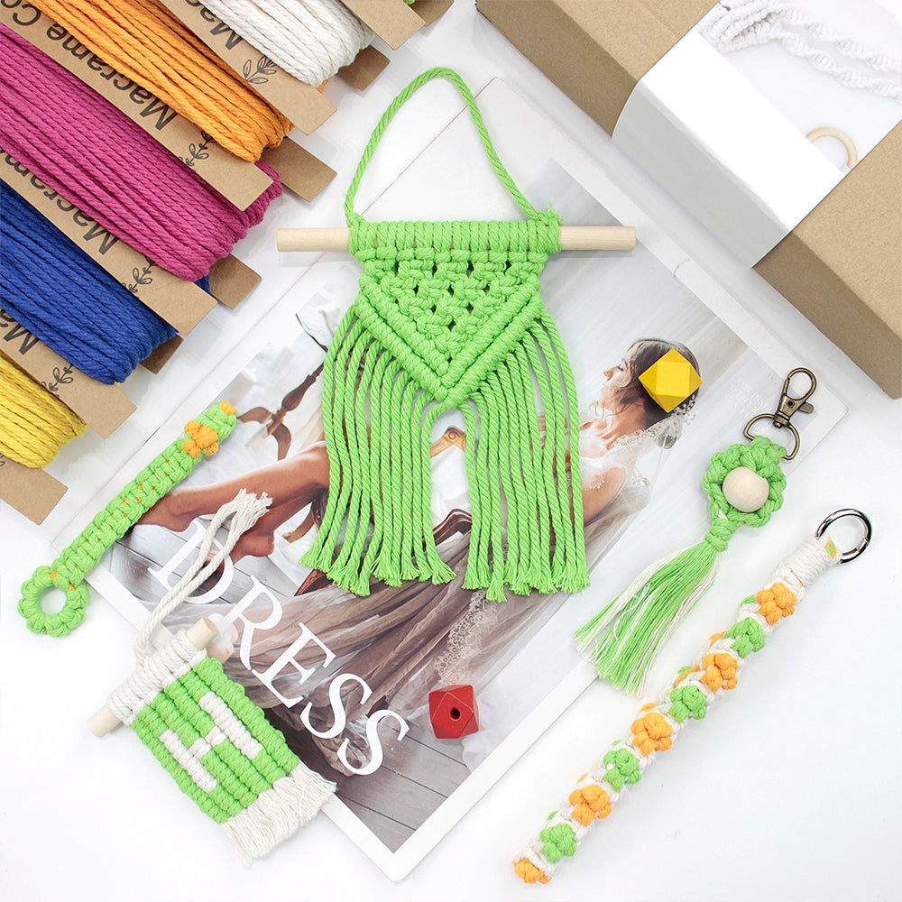 Mixed Weaving Kit Macrame Kit | Keychain/Decor Items | Premium Gift Box | Beginner-Friendly| 11 English Tutorials | Handmade Gift