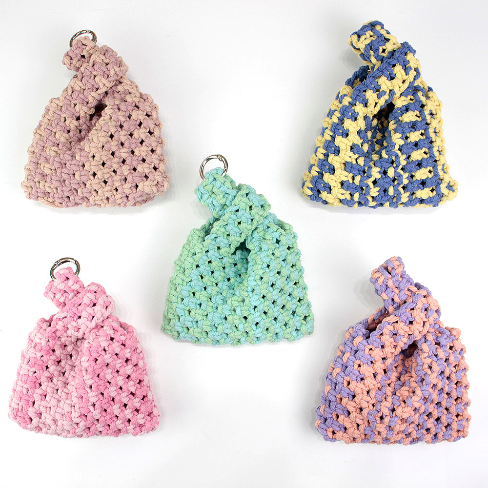 Macrame Kit Mini Tote Weaving Kit | Contrast/Gradient/Adjacent Colors | Hangable on Big Bags | Beginner-Friendly | DIY Gift