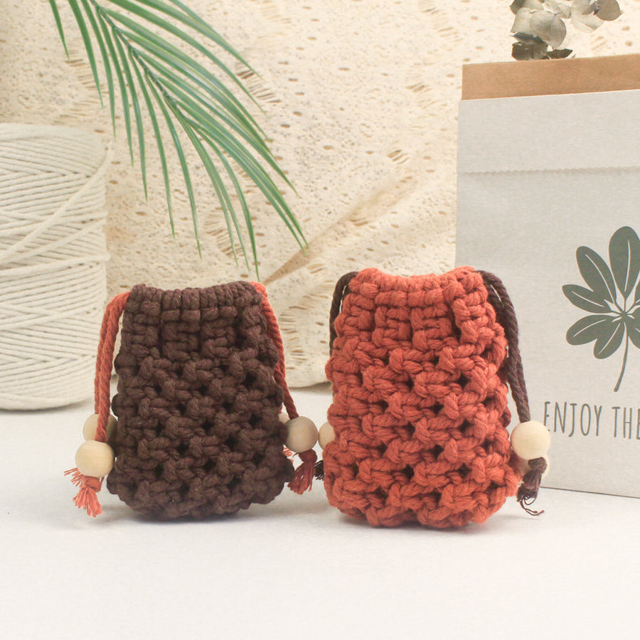 Macrame Kit Drawstring Earphone Bag Weaving Kit | Bohemian Style | Hangable on Big Bags | Beginner-Friendly