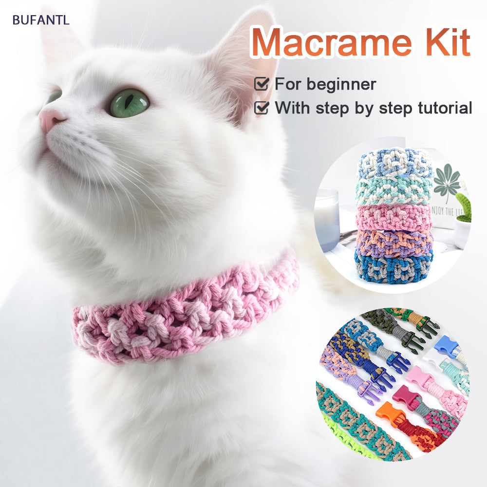 Square Pet Collar Weaving Kit Macrame Kit | Wide Style (Elegant & Cute) | Holiday DIY Handmade Gift | Beginner-Suitable