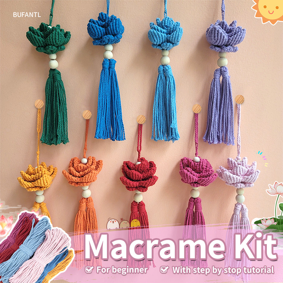 Macrame Kit Lotus Pendant Weaving Kit | 3D Petals | Car Ornament/Home Decor | Beginner Weaving| Handmade Gift