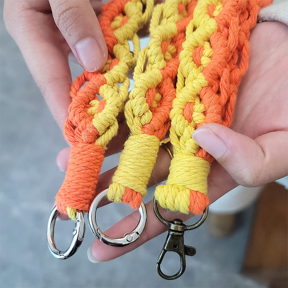 Macrame Kit Diagonal Curl Knot Keychain Combo Kit | Phone Wristband/Lanyard | Anti-Lost String | Beginner Weaving Lanyard
