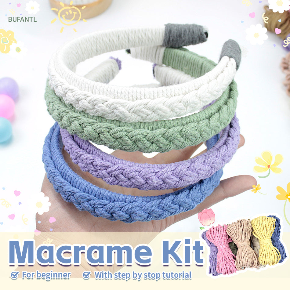 Headband DIY Weaving Kit Macrame Kit | Bohemian Style | Hair Band | Beginner-Friendly | Handmade Gift | Skull Top Lifting