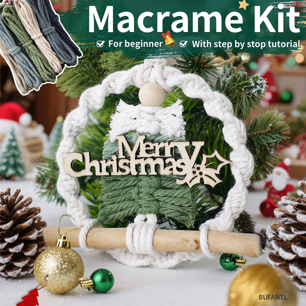 Gradient Christmas tree wreath weaving pendant material kit, macrame kit, Christmas decoration for cars, DIY accessories for bags, home holiday decorations for beginners