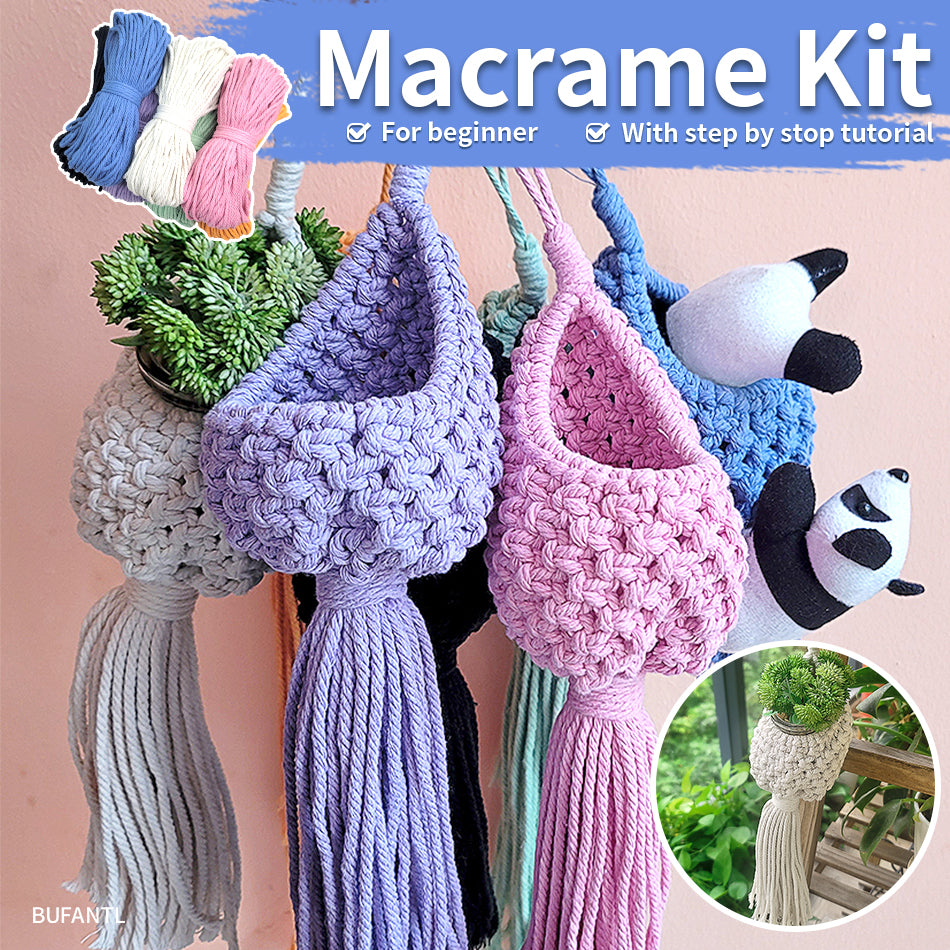 Mini Eggshell-Shaped Macrame Kit for Beginners - DIY Woven Hanging Basket, Home Decor Plant Hammock, Storage Basket,Mini Hanging Storage Basket, Home Plant Corner Decor