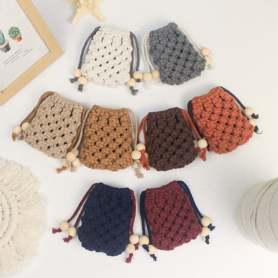 Macrame Kit Drawstring Earphone Bag Weaving Kit | Bohemian Style | Hangable on Big Bags | Beginner-Friendly