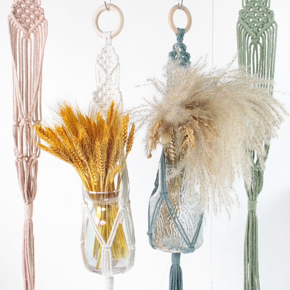 Macrame Kit Long Tassel Small Plant Hanger Weaving Kit | For Small-Medium Pots | Hanging Design | Space-Saving | Beginner-Friendly