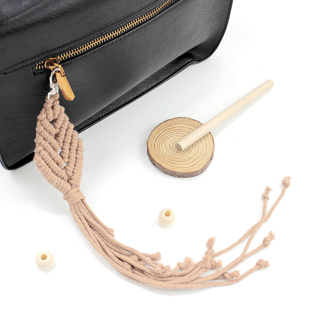 Macrame Kit 3pcs Leaf Set Weaving Kit | English Tutorials | Tapestry/Keychain | Bohemian Style | Beginner Weaving