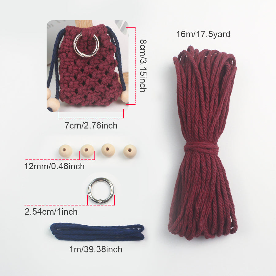 Macrame Kit Drawstring Earphone Bag Weaving Kit | Bohemian Style | Hangable on Big Bags | Beginner-Friendly