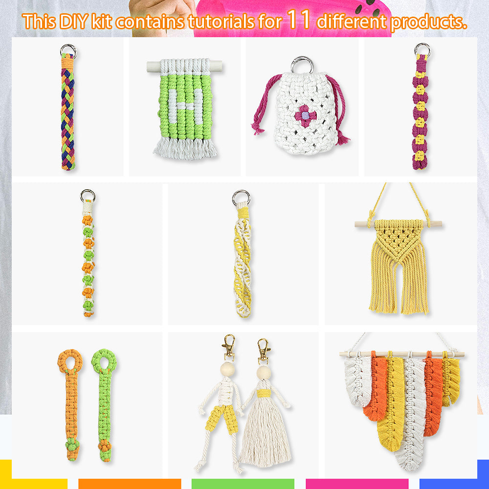 Mixed Weaving Kit Macrame Kit | Keychain/Decor Items | Premium Gift Box | Beginner-Friendly| 11 English Tutorials | Handmade Gift