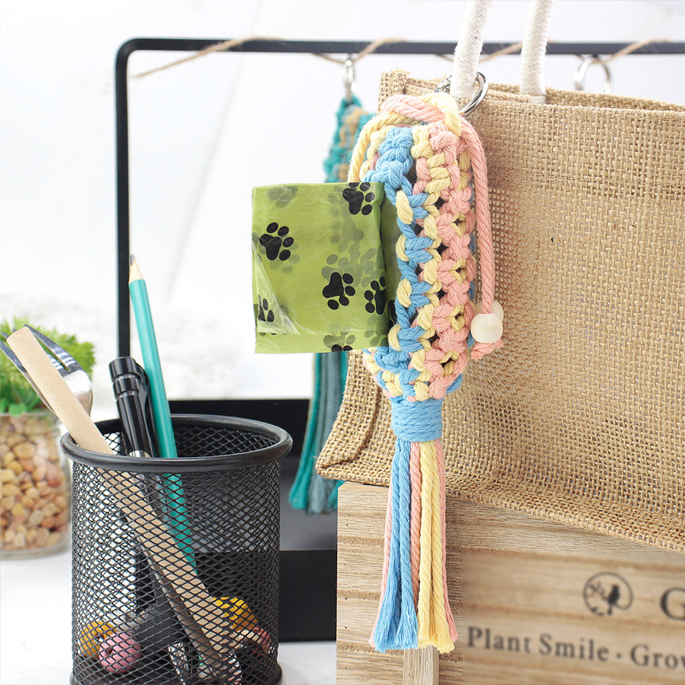 Pet Storage Bag Weaving Kit Macrame Kit | Poop Bag Holder | Compact & Convenient | Handmade Gift | Beginner-Suitable