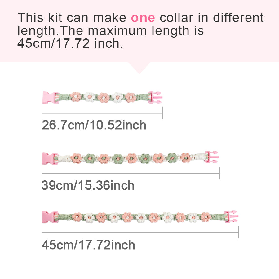 Macrame Kit Daisy Flower Pet Collar Weaving Kit | 3-Color Comfort Match | Adjustable Length | Pet Accessory | Beginner-Friendly