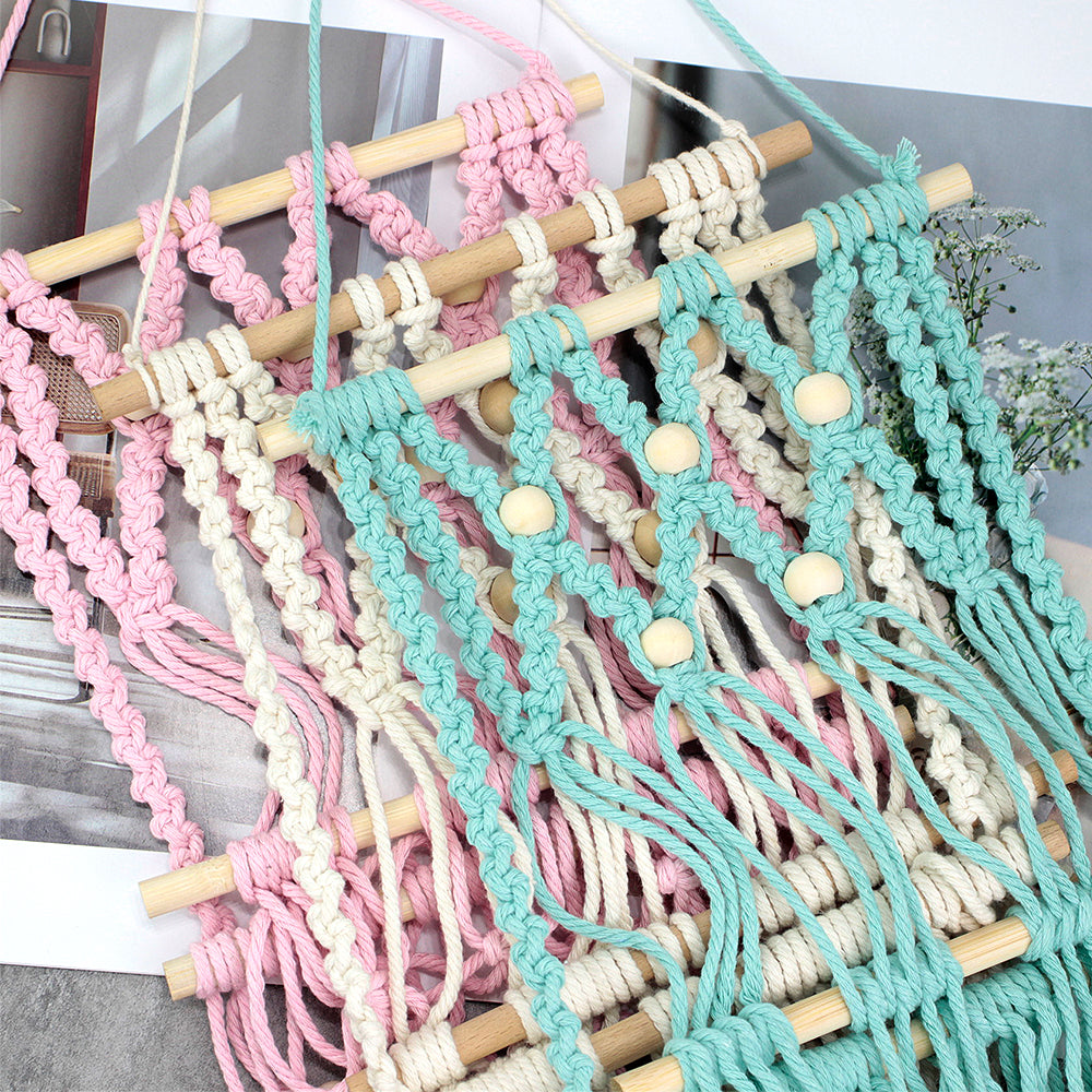 Wooden Bead Wall-Mounted Bookshelf Weaving Kit Macrame Kit | Wall Decor | Home Decor | Wall Bookshelf | Beginner-Friendly| Bohemian Style