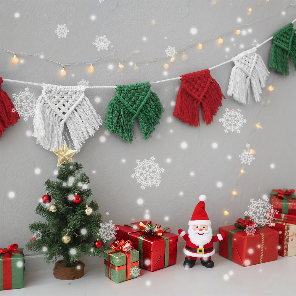 Festive Macrame Bunting Kit - Beginner DIY Christmas Banner, Macrame Garland, Home & Holiday Decoration Gift Beginner-Friendly