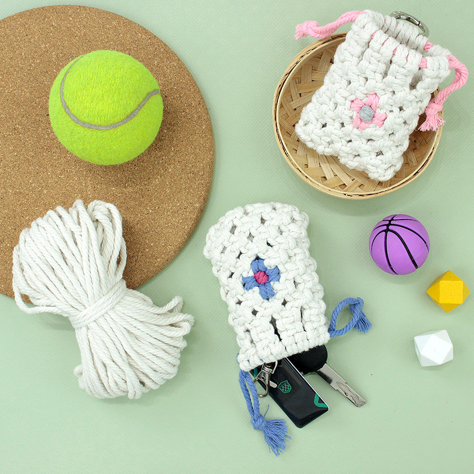Daisy Earphone Bag Weaving Kit Macrame Kit | Drawstring Design | Adjustable Size | DIY Gift
