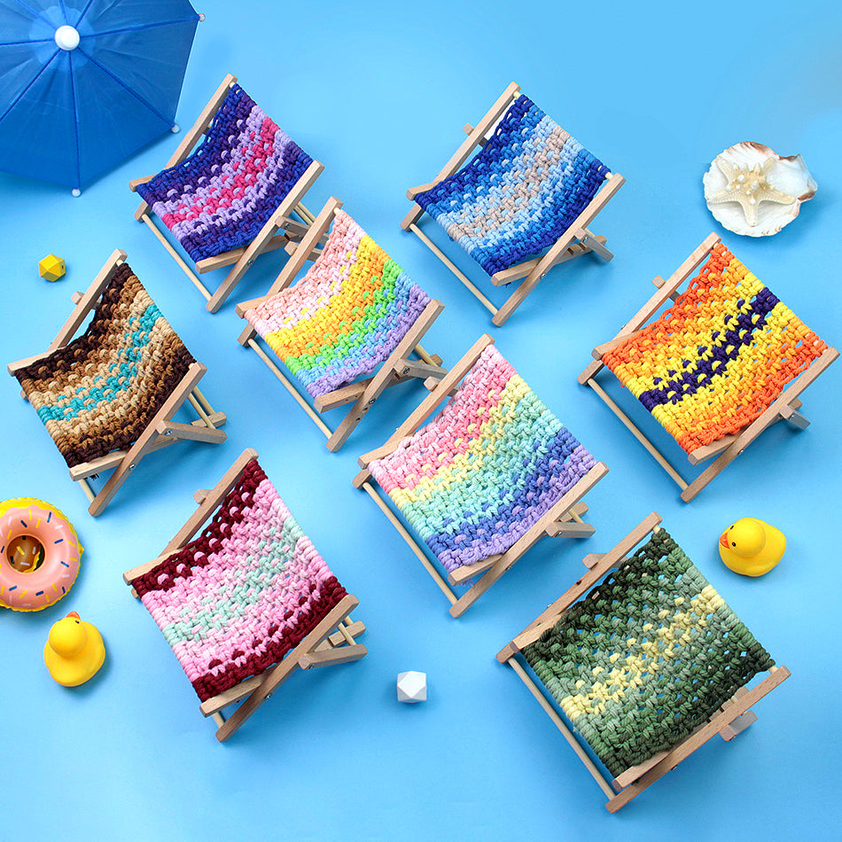 Macrame Kit Beach Chair Phone Stand Weaving Kit | 7/4-Color Option | Stable Unique Shape | Small Decor | Beginner-Friendly| Phone Lounger