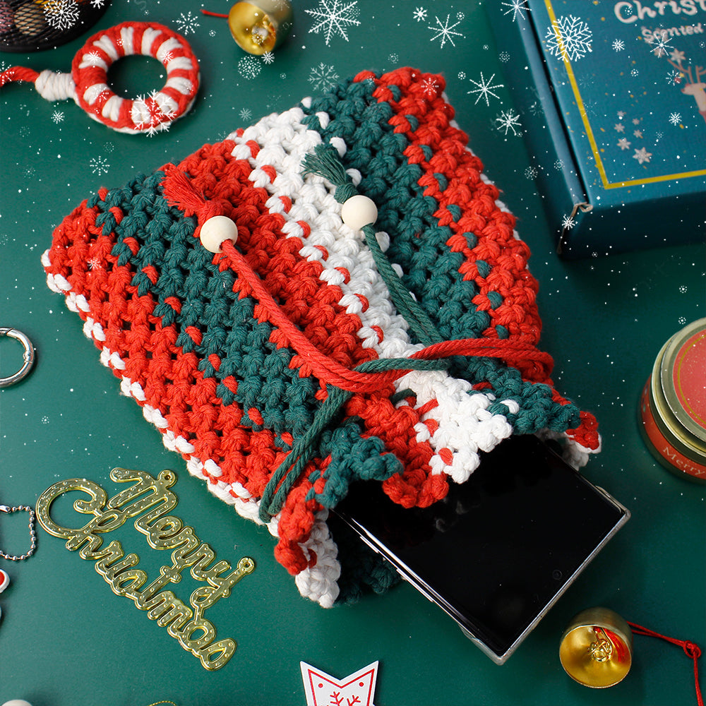 Christmas 4-Strand Braid Keychain Kit Macrame Kit | Phone Charm/Wristband | English Tutorial | Beginner-Friendly | Handmade Gift