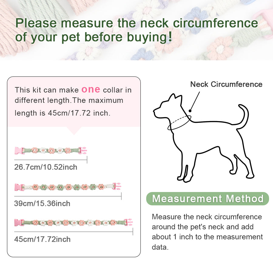 Macrame Kit Daisy Flower Pet Collar Weaving Kit | 3-Color Comfort Match | Adjustable Length | Pet Accessory | Beginner-Friendly