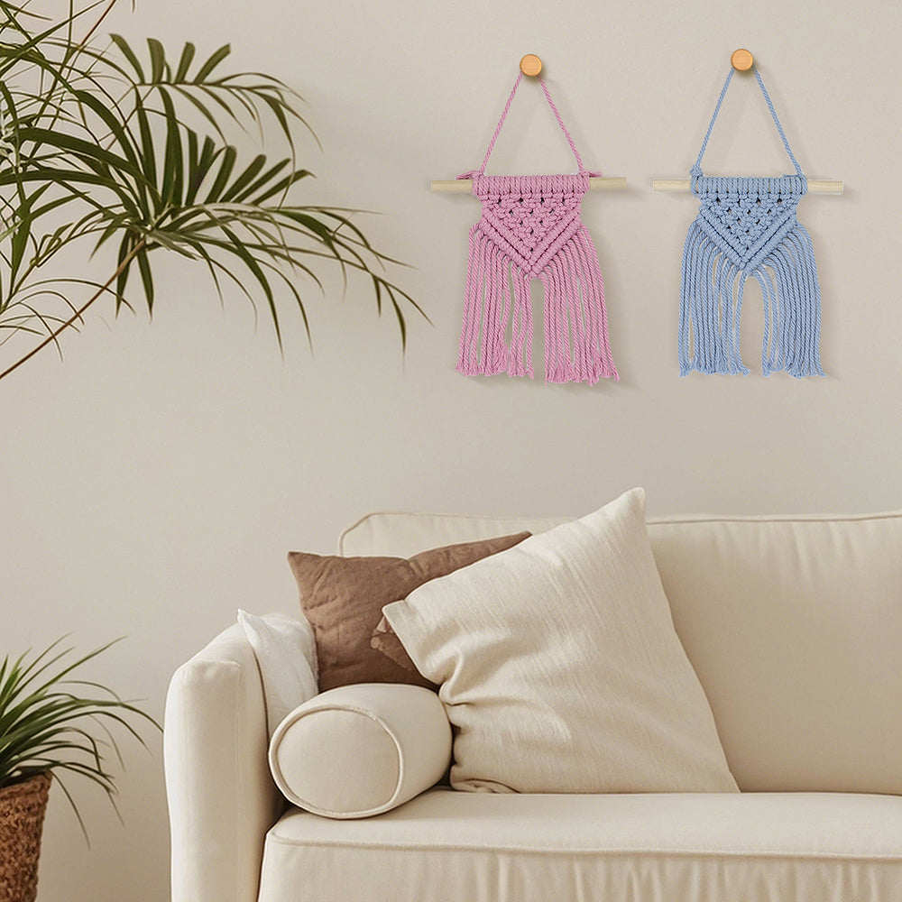 Macrame Kit 3pcs Mini Triangle Tasse| Small Pendant | English Tutorial | Premium Gift Box | Beginner-Friendly