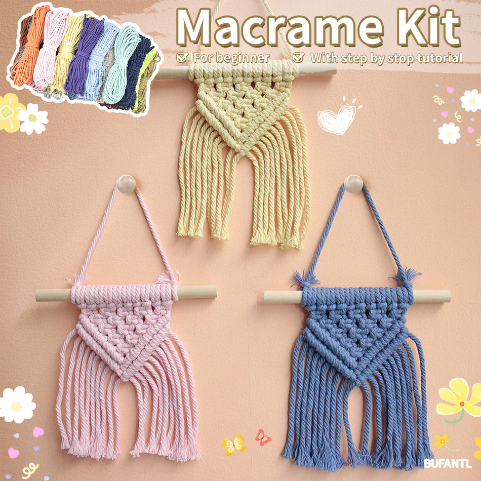 Macrame Kit 3pcs Mini Triangle Tasse| Small Pendant | English Tutorial | Premium Gift Box | Beginner-Friendly